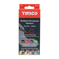 Builders Permanent Markers - Fine Tip - Mixed Colours Fine Tip