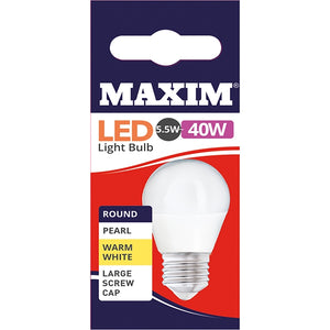 Maxim Round Large Screw Cap 5.5W-40W LED Light Bulb Warm White