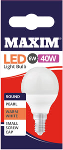 Maxim Round Edison Screw Cap 6W-40W LED Light Bulb Warm White