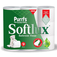 Purrfs Softlux 3 Ply White Toilet Paper 9 Pack
