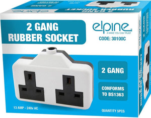 Elpine 2 Gang 13amp Rubber Socket