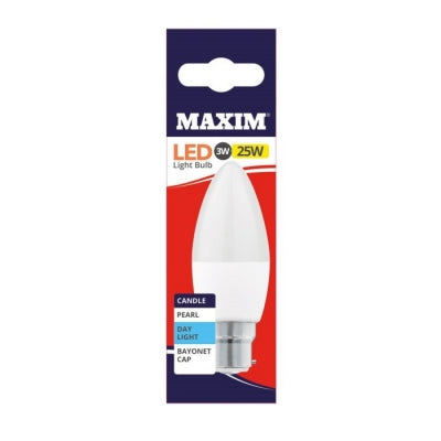 Maxim 3W=25W Candle Pearl Warm White B22 BC LED Light Bulb