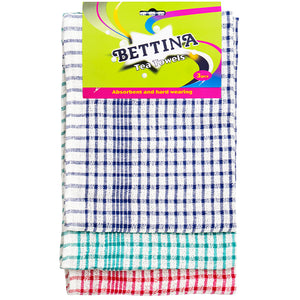 Bettina Tea Towels Assorted Colours 3 Pack