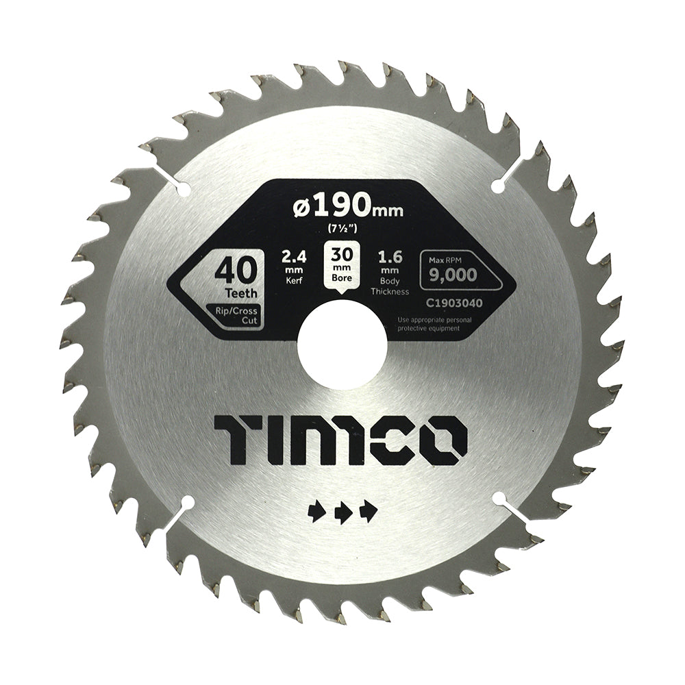 190mm, 30mm Bore Circular Saw Blades