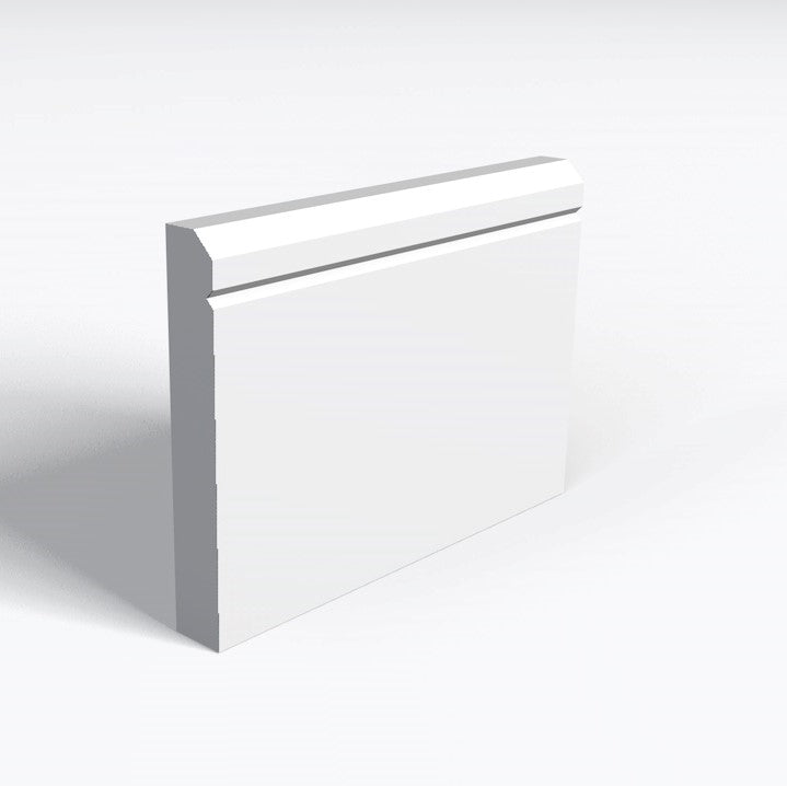 18 x 119mm x 4.4m Chamfer & Single V MDF Primed Skirting