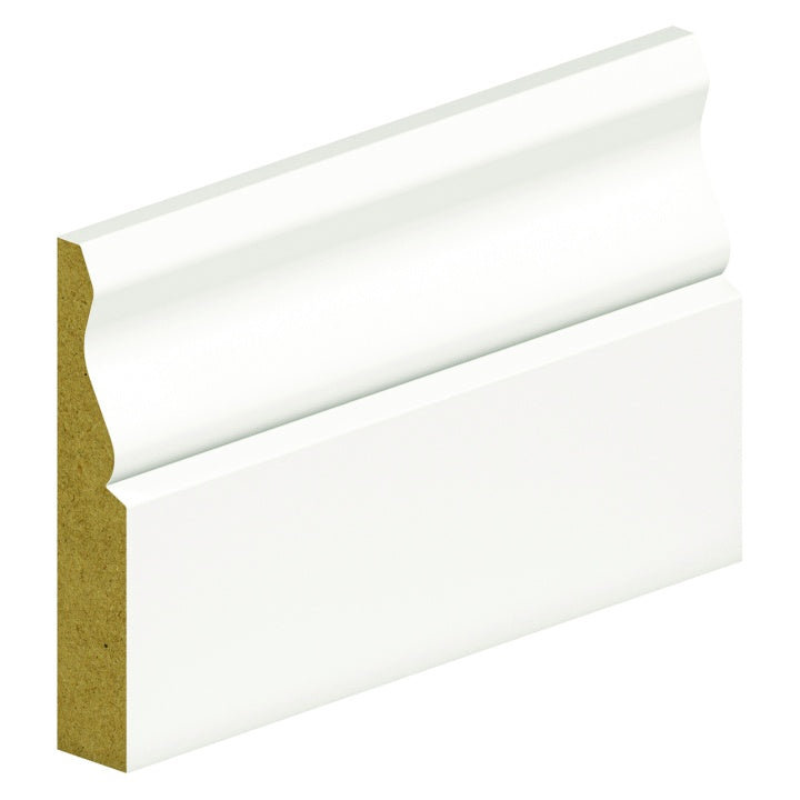 18 x 144mm x 4.4m Ogee MDF Primed Skirting