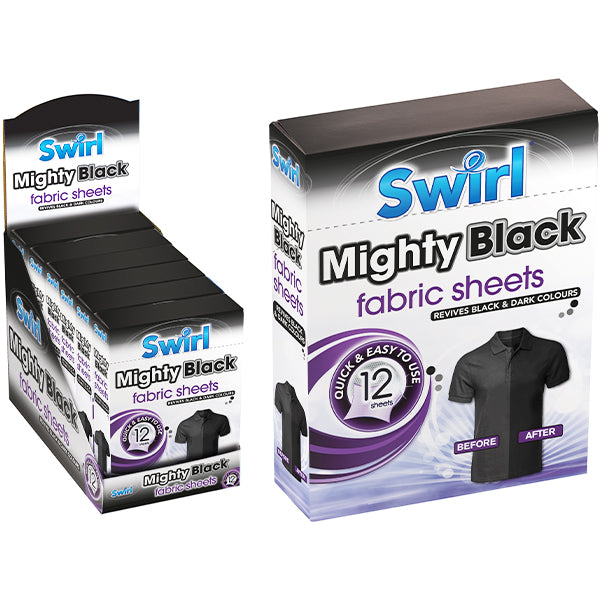 Swirl Mighty Black & Fabric Sheets 12 Pack