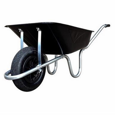 HNH 90L Builders Pneumatic Tyre Wheelbarrow with Silver Frame