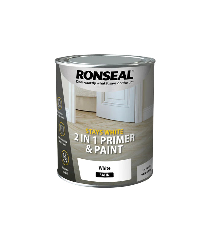 Ronseal Stays White 2in1 Primer and Paint Satin White