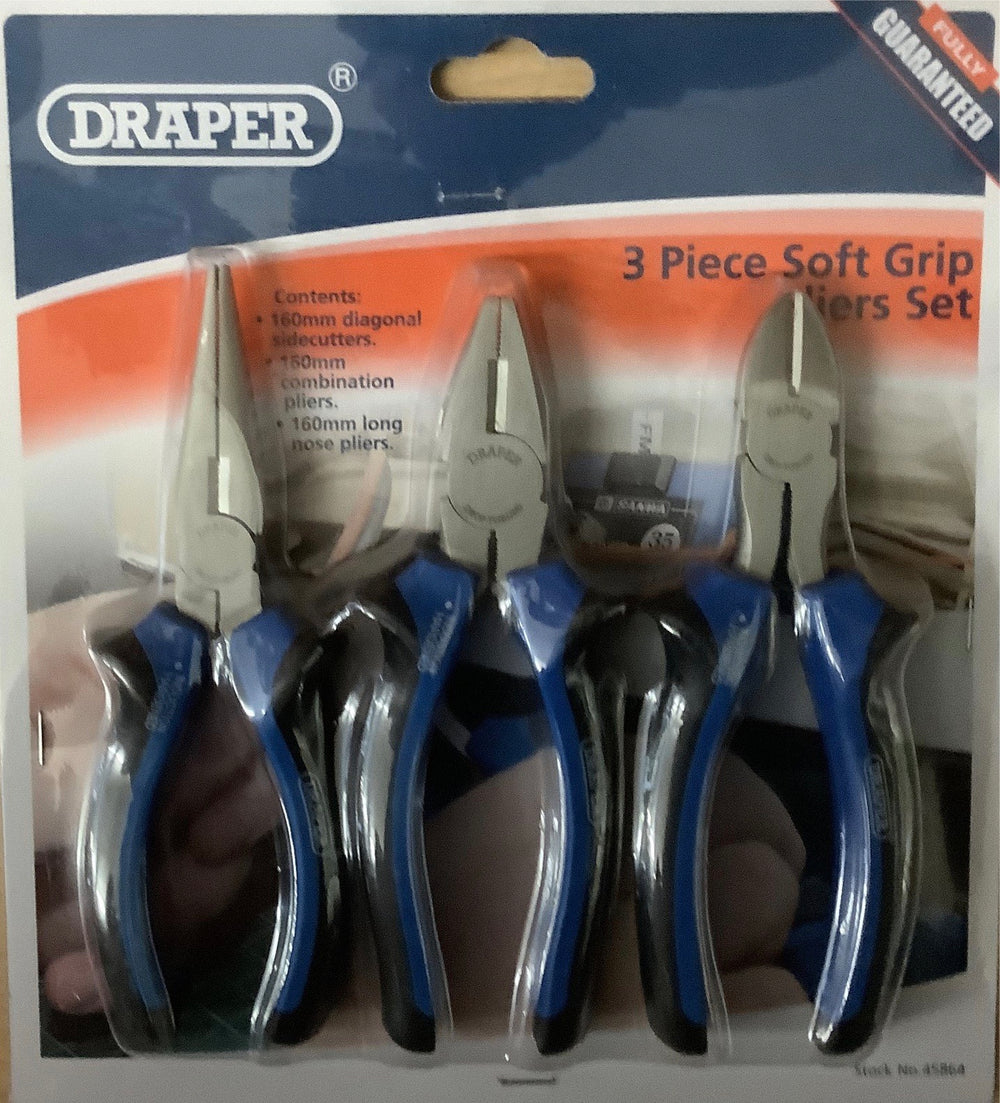 Draper 3 Piece Soft Grip Pliers Set